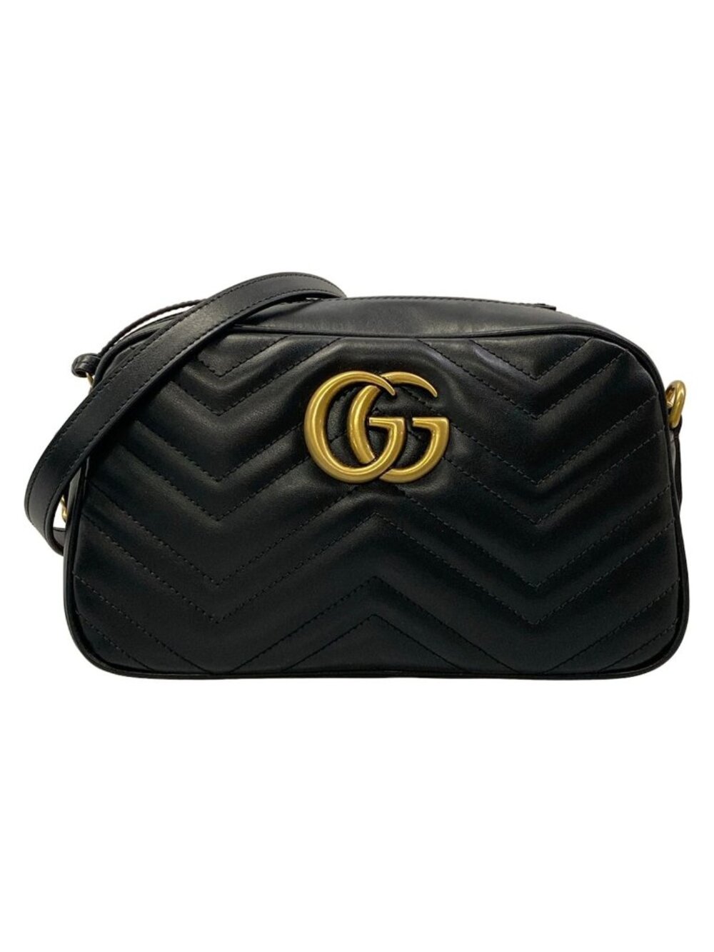 Gucci Shoulder Bag GG Marmont Black Chain Leather